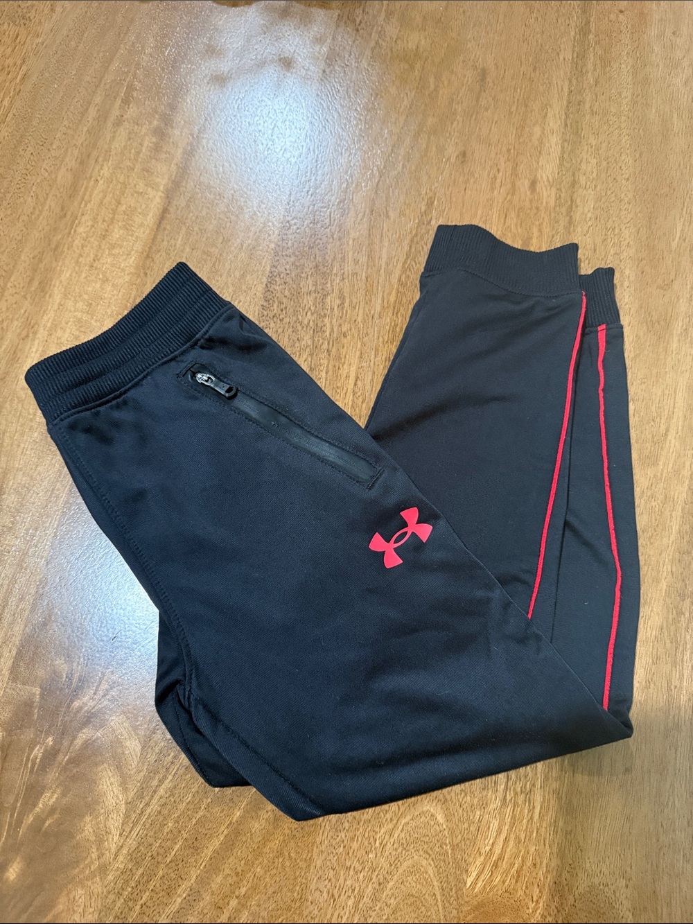 Under Armour Black Joggers with Red Logo and Piping